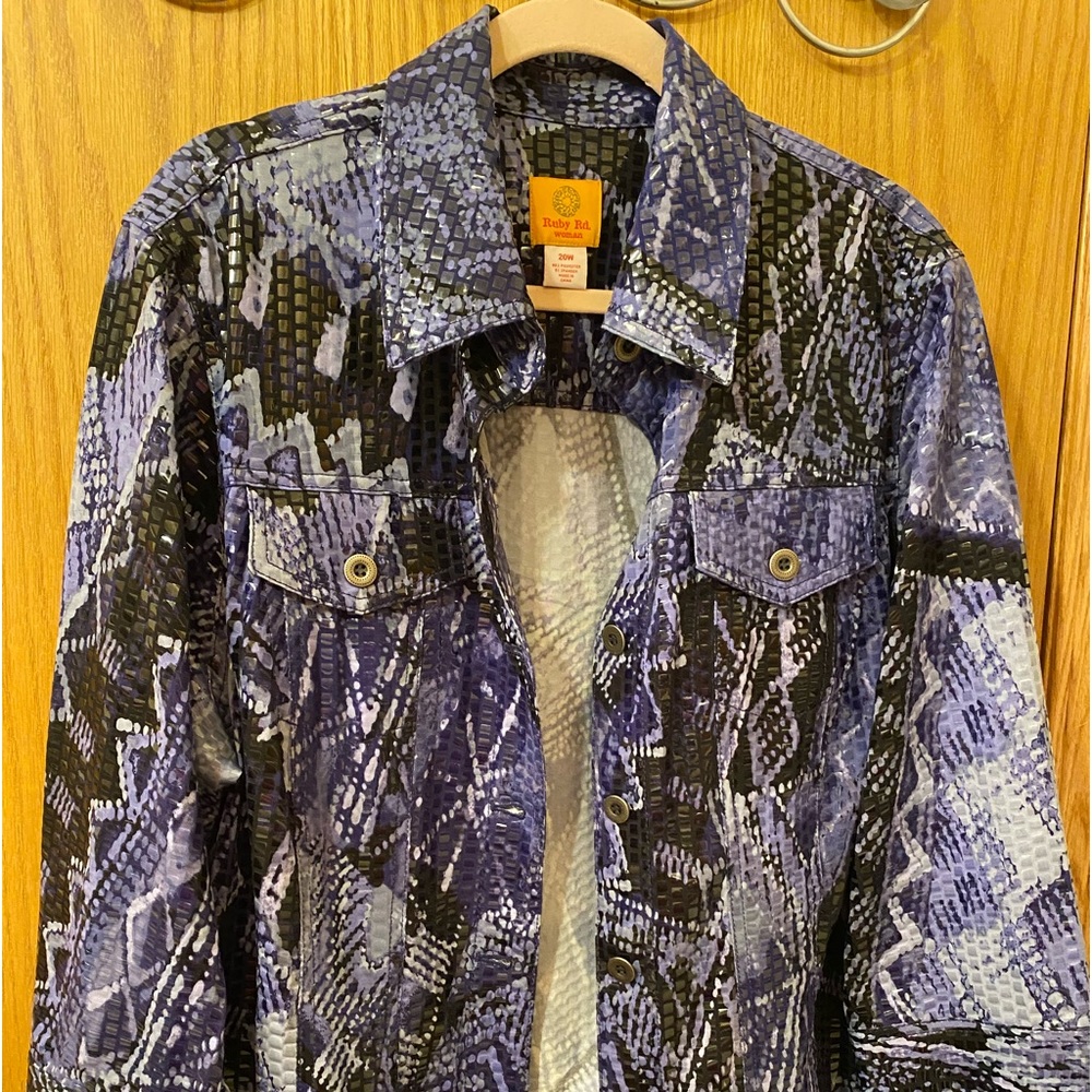 EUC Size 20  Ruby Rd Jacket Navy, Light Blue and white.